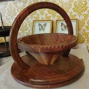 Vintage Collapsible WOOD SIGNATURE Brand Wooden Basket